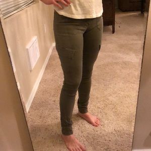 Olive green skinny cargo pants
